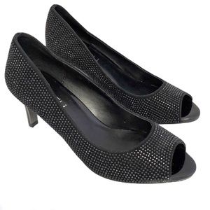 Vaneli Black Peep Toe High Heeled Shoes Size 5